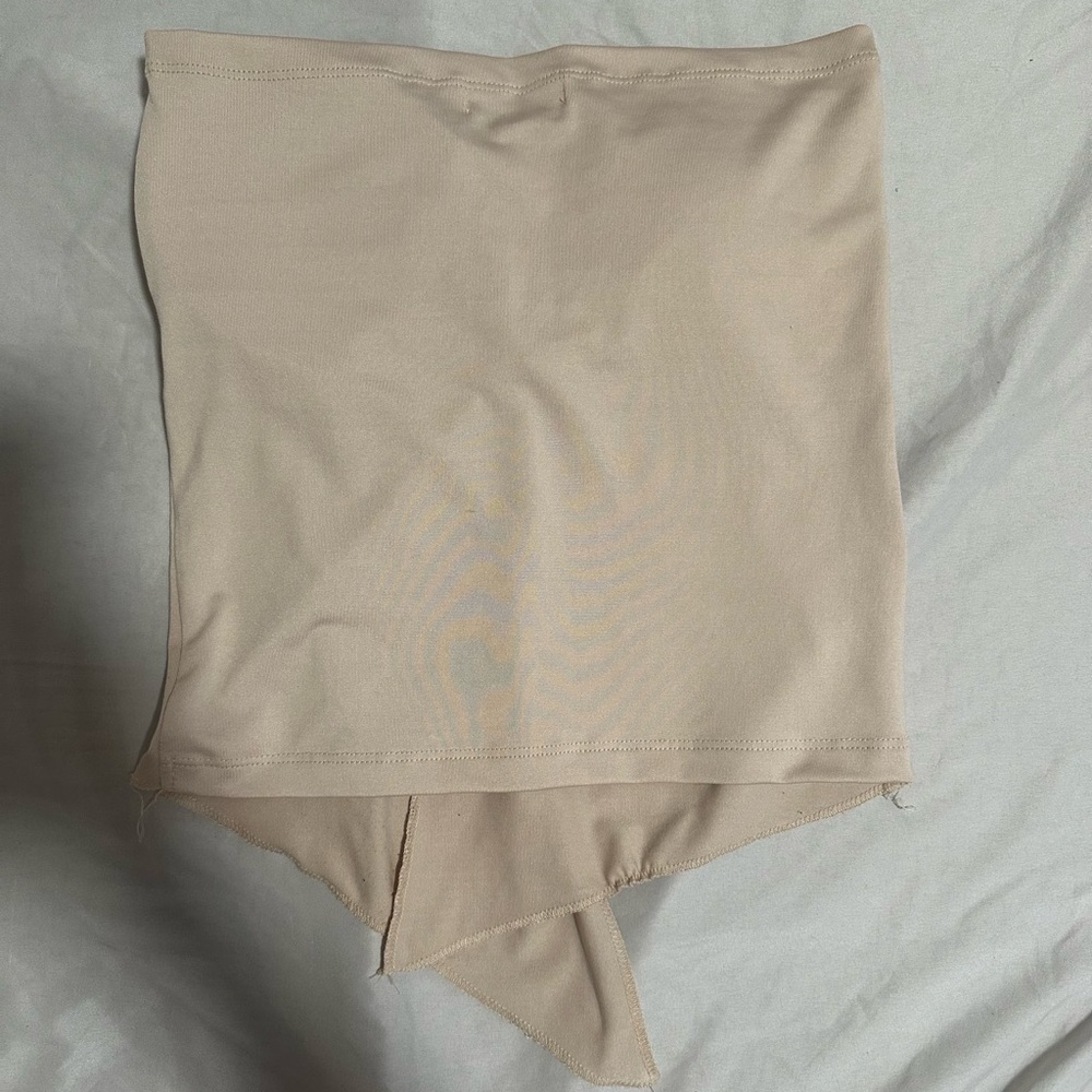 Beige Ruched Strapless Top - Picture 2 of 2